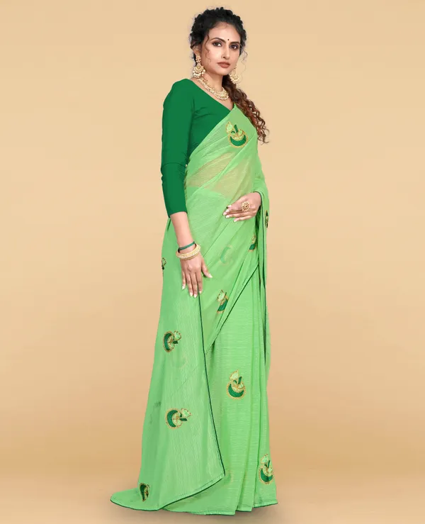 Lime_Green_Vichitra_And_Mono_Banglori_Premium_Saree_For_Women