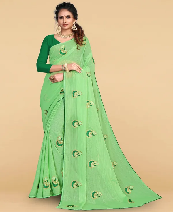 Lime_Green_Vichitra_And_Mono_Banglori_Premium_Saree_For_Women