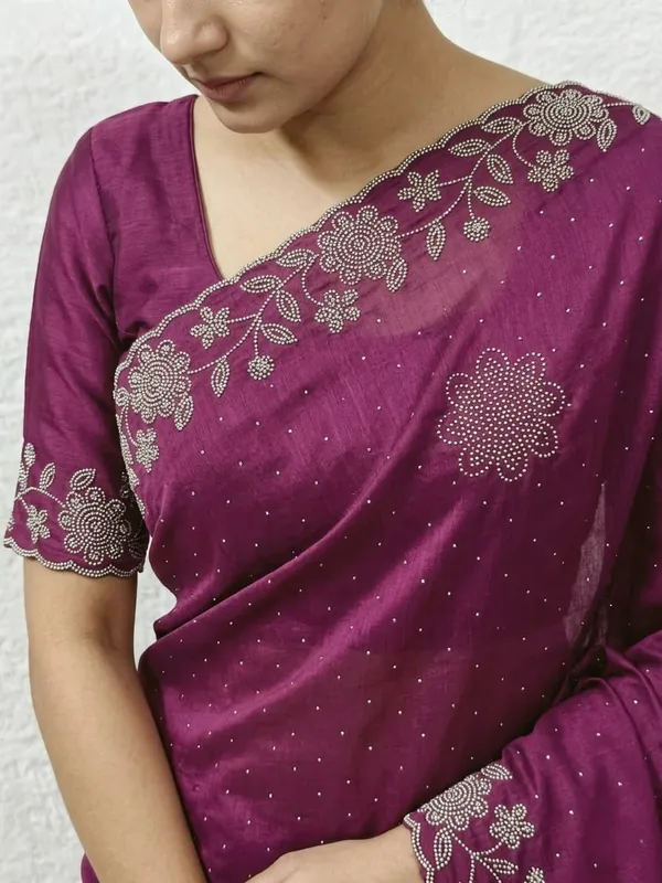 Burgandy_Chinon_Premium_Saree_For_Women