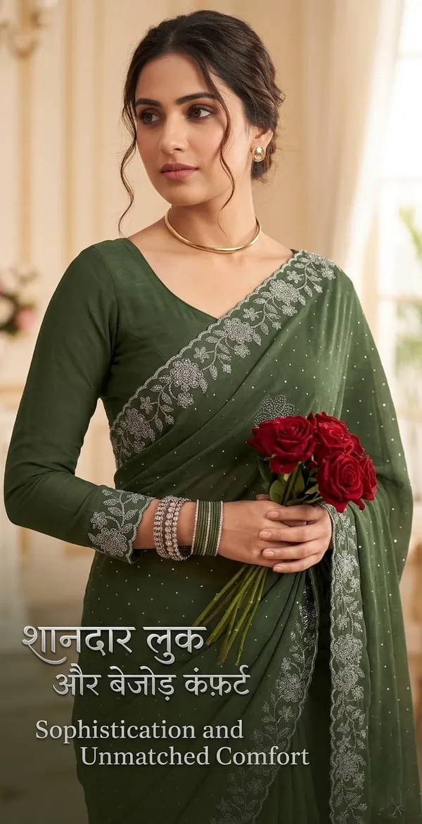 Green_Chinon_Premium_Saree_For_Women