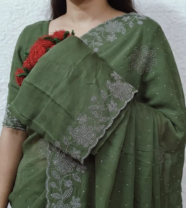 Green_Chinon_Premium_Saree_For_Women