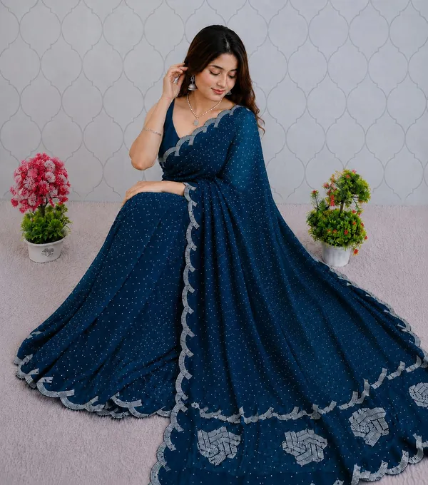 Petrol_Blue_Fandy_Chiffon_Satin_Premium_Saree_For_Women