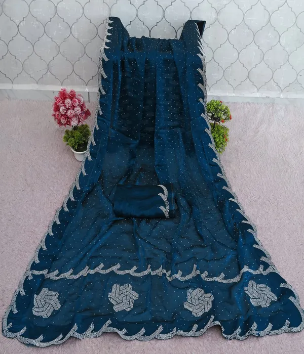 Petrol_Blue_Fandy_Chiffon_Satin_Premium_Saree_For_Women