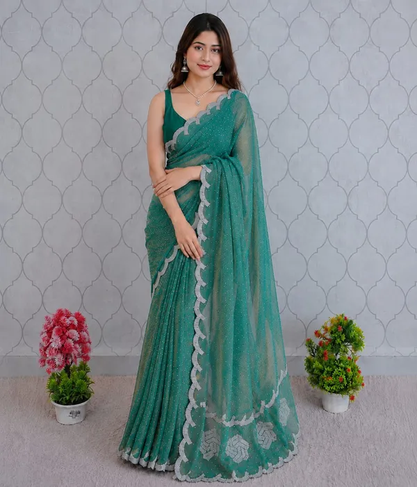 Sea_Green_Fandy_Chiffon_Satin_Premium_Saree_For_Women