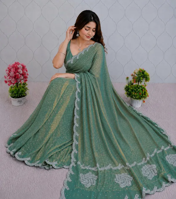 Sea_Green_Fandy_Chiffon_Satin_Premium_Saree_For_Women