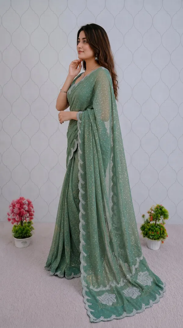 Sea_Green_Fandy_Chiffon_Satin_Premium_Saree_For_Women