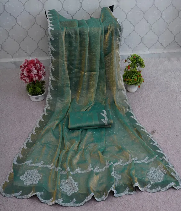 Sea_Green_Fandy_Chiffon_Satin_Premium_Saree_For_Women