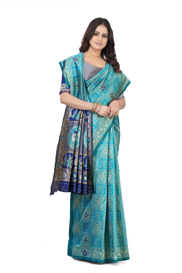 Aqua_Blue_Jacquard_Silk_Premium_Saree_For_Women