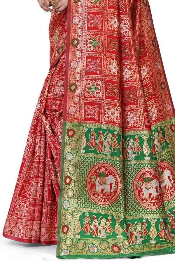 Maroon_Green_Jacquard_Silk_Premium_Saree_For_Women
