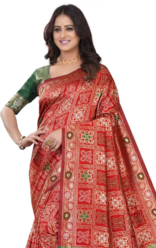 Maroon_Green_Jacquard_Silk_Premium_Saree_For_Women