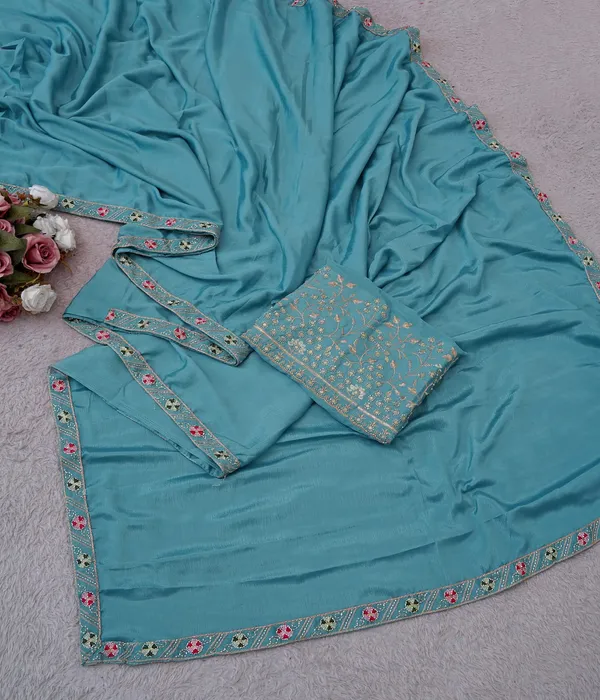 Blue_Chinon_Premium_Saree_For_Women