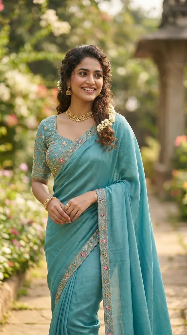 Blue_Chinon_Premium_Saree_For_Women