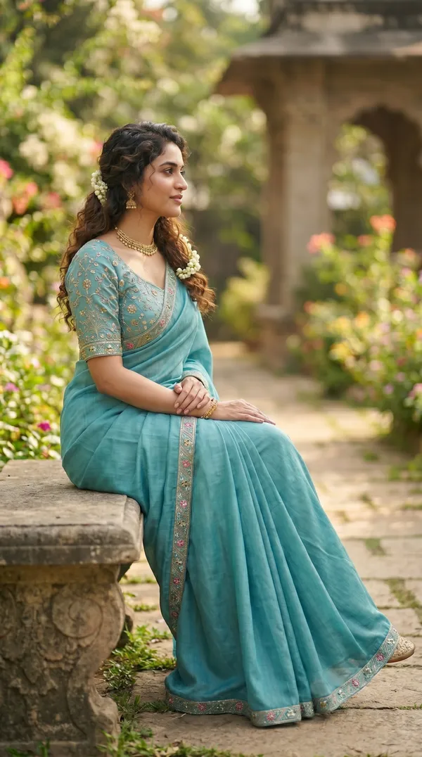 Blue_Chinon_Premium_Saree_For_Women