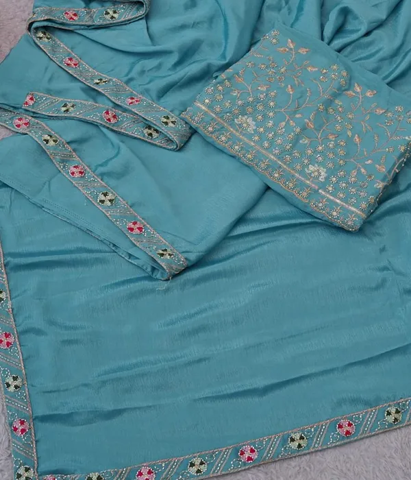 Blue_Chinon_Premium_Saree_For_Women