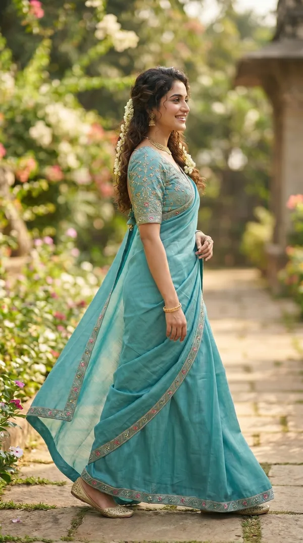Blue_Chinon_Premium_Saree_For_Women