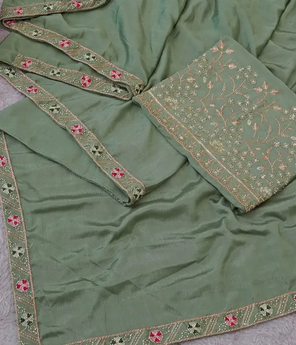 Green_Chinon_Premium_Saree_For_Women