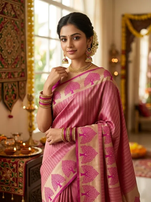 Pink_Jacquard_Silk_And_Kanjivaram_Silk_Premium_Saree_For_Women