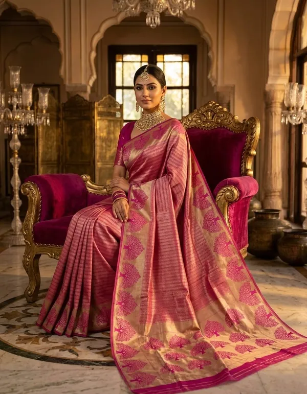 Pink_Jacquard_Silk_And_Kanjivaram_Silk_Premium_Saree_For_Women