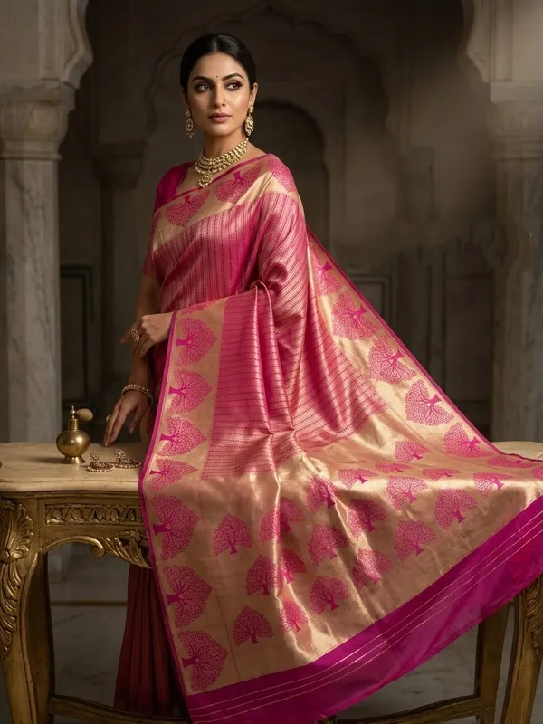 Pink_Jacquard_Silk_And_Kanjivaram_Silk_Premium_Saree_For_Women