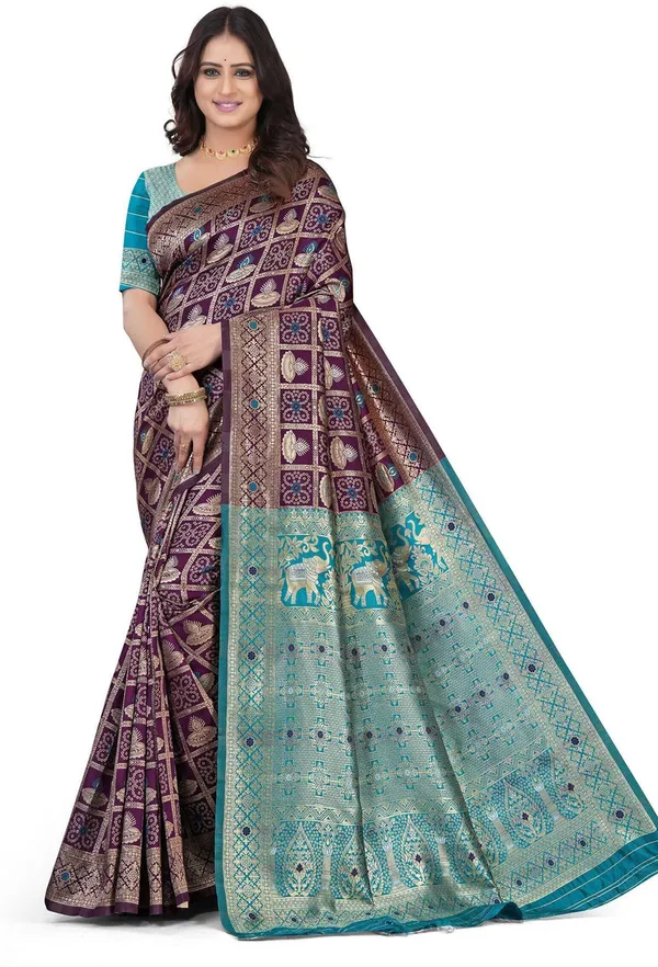 Wine_Firoza_Jacquard_Silk_And_Kanjivaram_Silk_Premium_Saree_For_Women