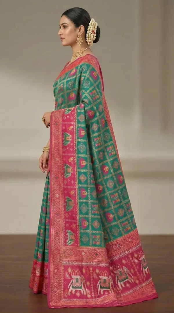 Green_Jacquard_Silk_And_Kanjivaram_Silk_Premium_Saree_For_Women