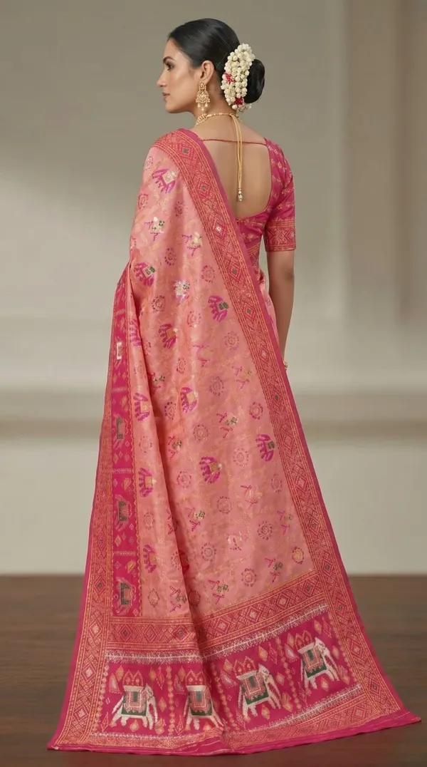 Peach_Jacquard_Silk_And_Kanjivaram_Silk_Premium_Saree_For_Women