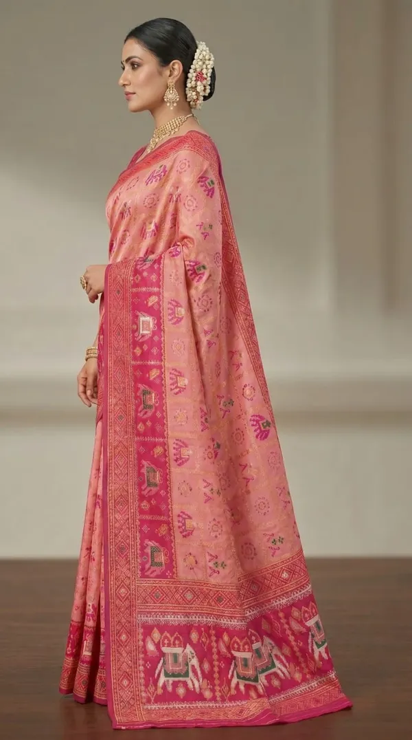 Peach_Jacquard_Silk_And_Kanjivaram_Silk_Premium_Saree_For_Women