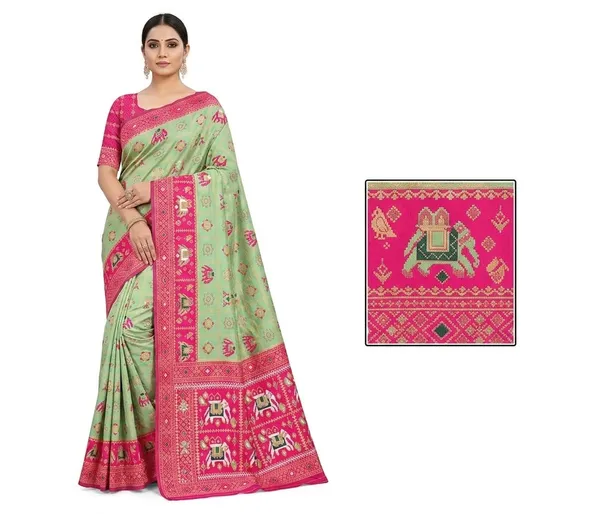 Pista_Green_Jacquard_Silk_And_Kanjivaram_Silk_Premium_Saree_For_Women