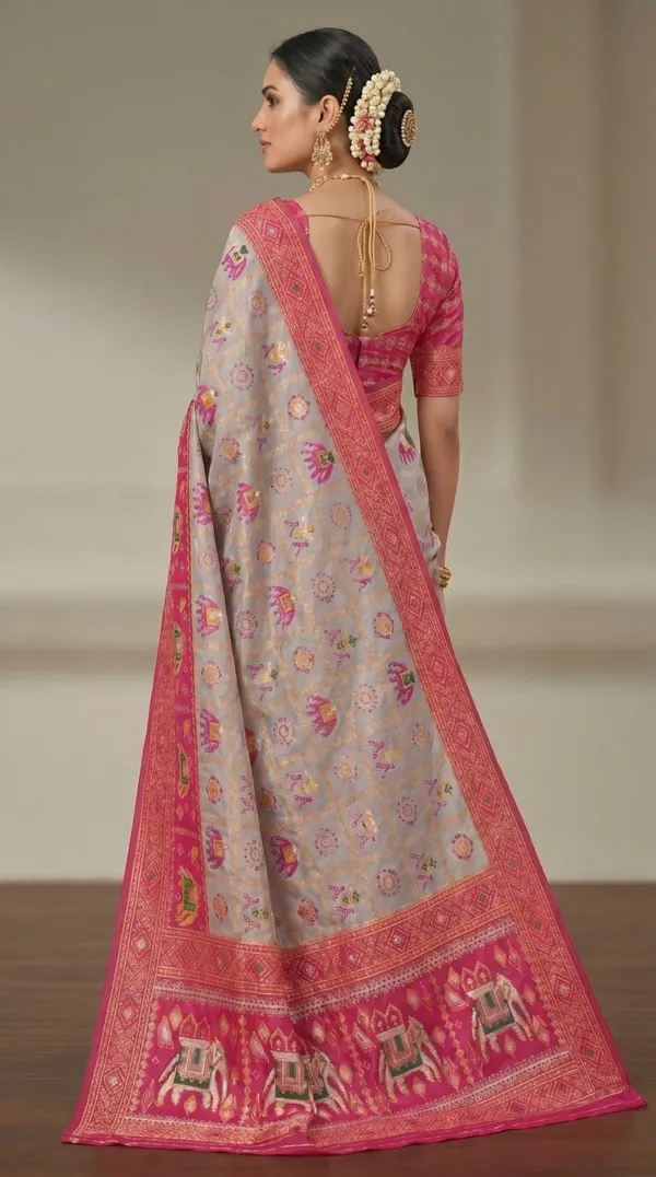 White_Jacquard_Silk_And_Kanjivaram_Silk_Premium_Saree_For_Women