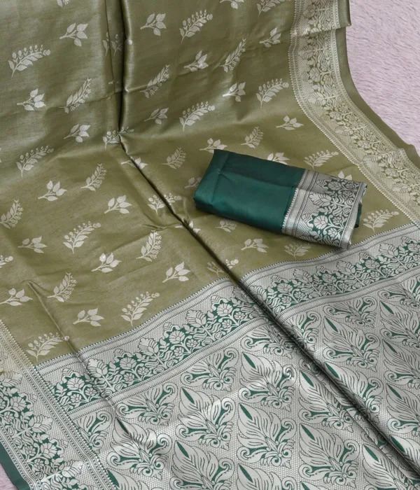 Mehendi_Jacquard_Silk_And_Kanjivaram_Silk_Premium_Saree_For_Women