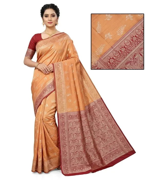 Orange_Jacquard_Silk_And_Kanjivaram_Silk_Premium_Saree_For_Women