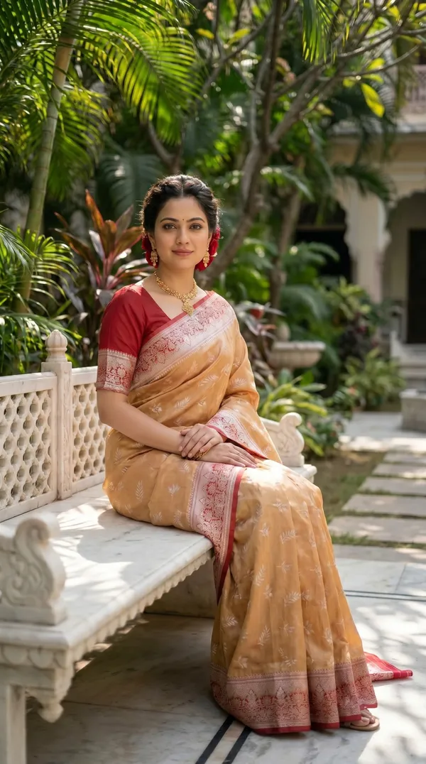 Orange_Jacquard_Silk_And_Kanjivaram_Silk_Premium_Saree_For_Women