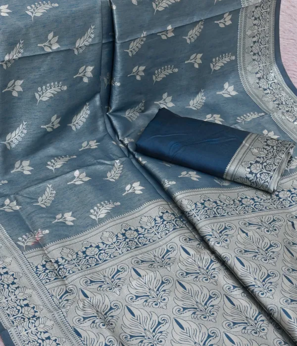 Teal_Jacquard_Silk_And_Kanjivaram_Silk_Premium_Saree_For_Women