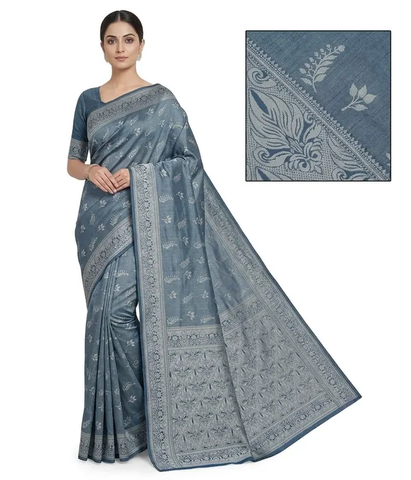 Teal_Jacquard_Silk_And_Kanjivaram_Silk_Premium_Saree_For_Women