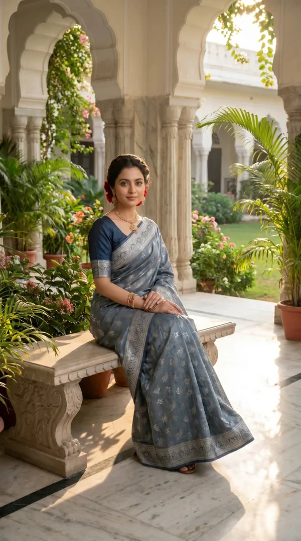 Teal_Jacquard_Silk_And_Kanjivaram_Silk_Premium_Saree_For_Women