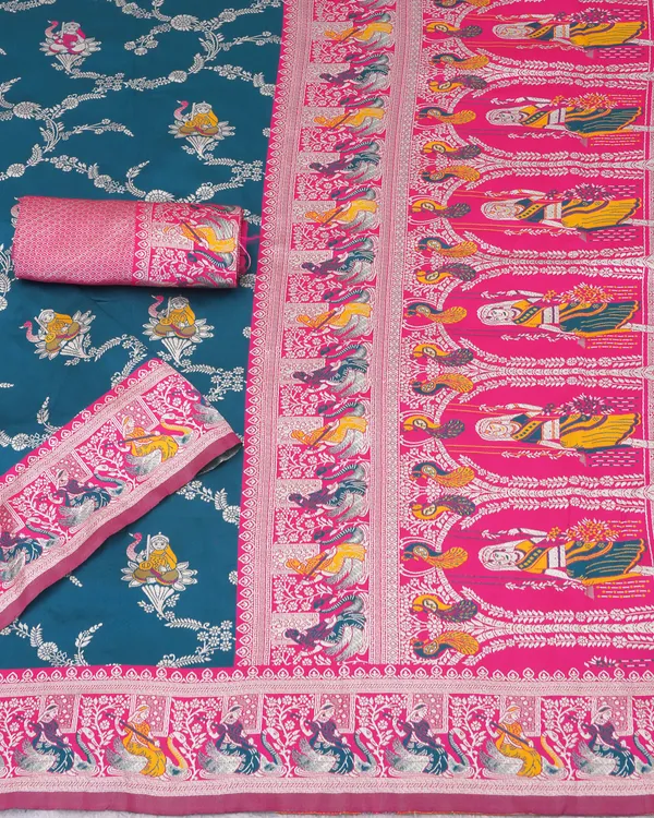 Mor_Peach_Pink_Jacquard_Silk_And_Kanjivaram_Silk_Premium_Saree_For_Women