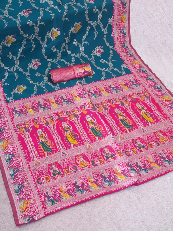 Mor_Peach_Pink_Jacquard_Silk_And_Kanjivaram_Silk_Premium_Saree_For_Women