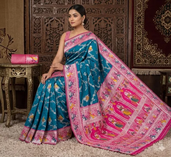Mor_Peach_Pink_Jacquard_Silk_And_Kanjivaram_Silk_Premium_Saree_For_Women