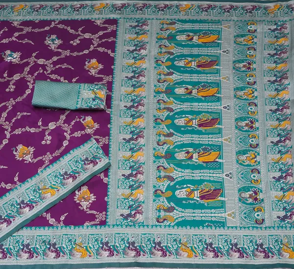 Wine_Sky_Blue_Jacquard_Silk_And_Kanjivaram_Silk_Premium_Saree_For_Women