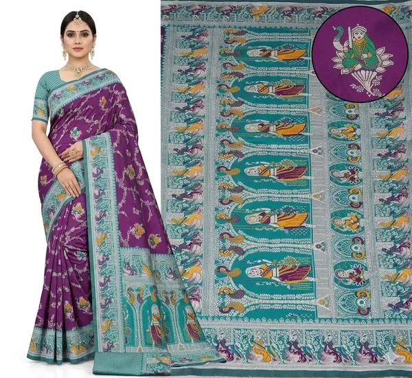 Wine_Sky_Blue_Jacquard_Silk_And_Kanjivaram_Silk_Premium_Saree_For_Women