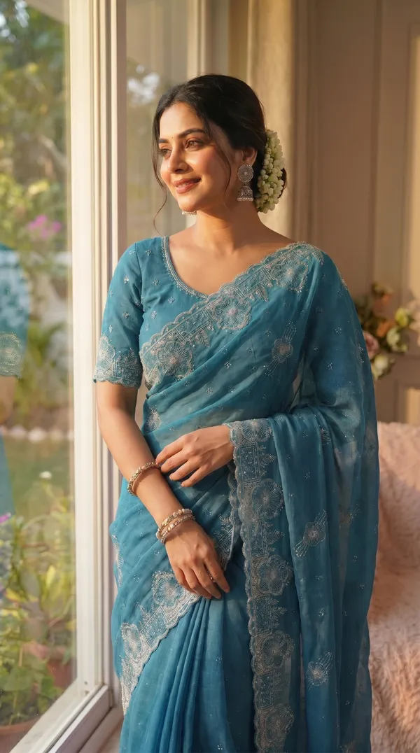 Sky_Blue_Vichitra_Premium_Saree_For_Women