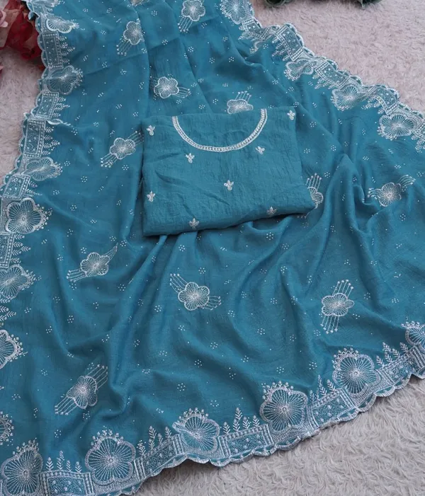Sky_Blue_Vichitra_Premium_Saree_For_Women