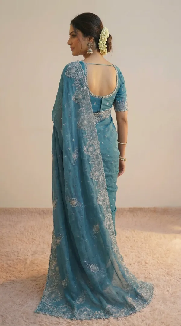 Sky_Blue_Vichitra_Premium_Saree_For_Women