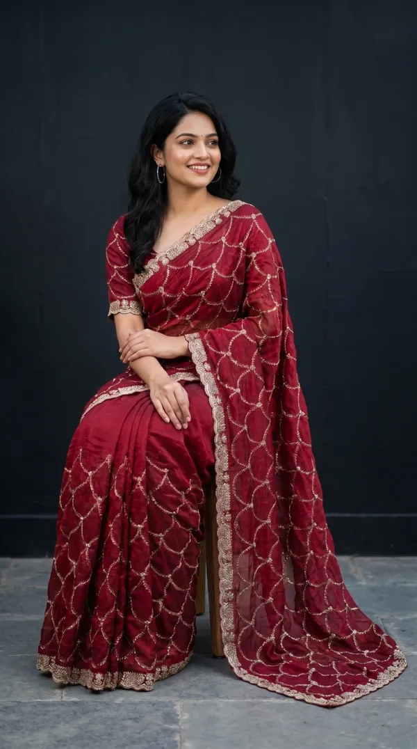 Maroon_Fandy_Satin_Premium_Saree_For_Women