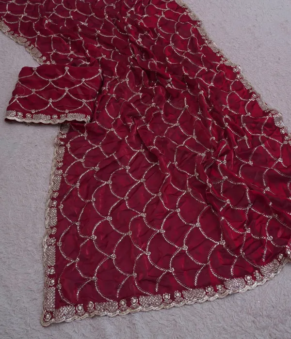 Maroon_Fandy_Satin_Premium_Saree_For_Women