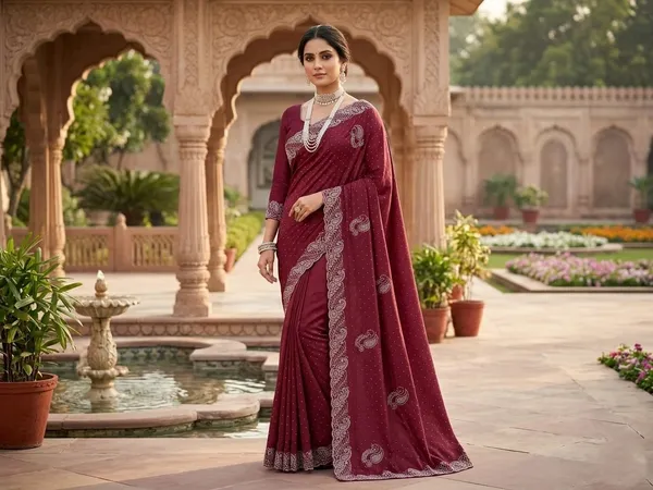 Deep_Wine_Chinon_Premium_Saree_For_Women