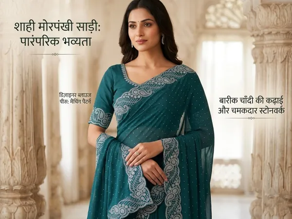 Teal_Blue_Chinon_Premium_Saree_For_Women