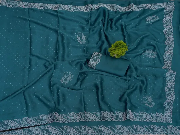 Teal_Blue_Chinon_Premium_Saree_For_Women
