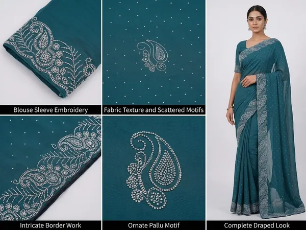 Teal_Blue_Chinon_Premium_Saree_For_Women