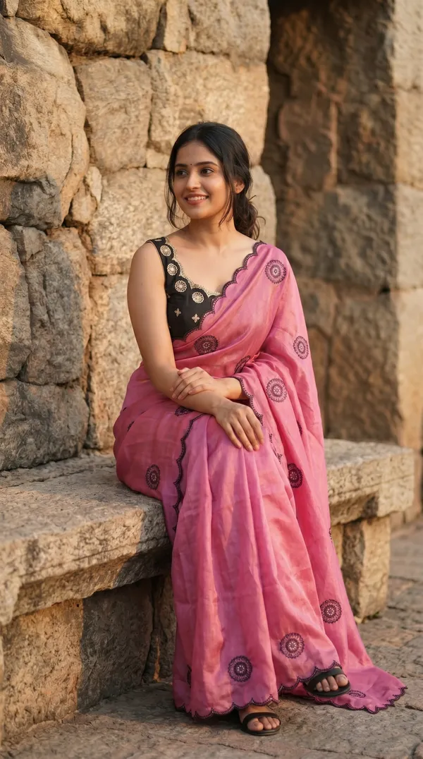 Red_Chinon_Premium_Saree_For_Women